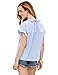 SheIn Women's Striped Collar Blouse Short Ruffle Sleeve Babydoll Shirt Top Medium Blue