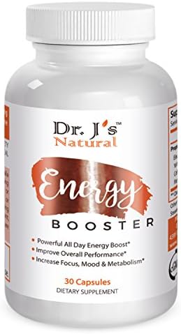 Dr Js Natural Energy Booster Pills: Instant Energy for Your Mind and Body. No Crash - No Jitters and Improves Cognitive Performance Upon Regular use. 100% Natural Organic Ingredients. 30 Day Supply.