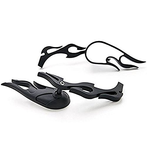 OKSTNO Custom Black Twisted Flame Motorcycle Rear View Side Mirrors Cruiser + Bolts Fits for Most Suzuki Honda Kawasaki Cruisers Touring Bikes Sport Bike Scooters - Thumbnail 2