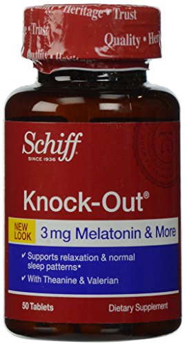 Schiff Knock-Out Sleep Aid Supplement, 50 tablets - with 3mg Melatonin, Theanine and Valerian