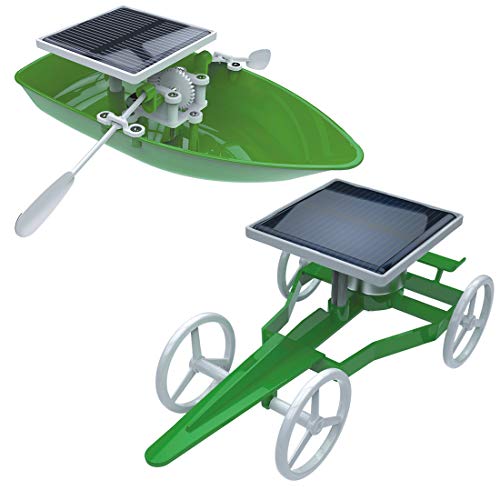 Yamix Science Kits 2 in 1 Solar Vehicle and Boat Experiment STEM Learning Toys Assembly Toy for Boys Girls Toddler Age 8+