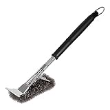 Coralov Grill Brush And Scraper, BBQ Brush For Grill 3-IN-1 18’’ Stainless Steel Bristles Triple Scrubber Barbecue Grill Cleaning Brush For Weber Gas/Charcoal Grilling Grates