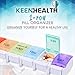 Keenhealth Pill Organizer 7 Day - Weekly 1-Row Medicine Box - Colored Lids with Durable Silk Print - Pill Sorter for Small and Large Pills - 7 Pill Boxes for Supplements and Medication