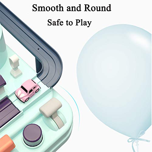 GEDIAO Car Toys Track Racer Race Cars Fun Toy Playset for Kids, Manual Operation Vehicles and Helicopter Track Through Level Game Set