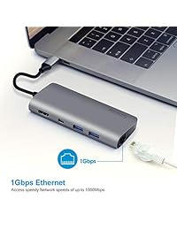 Sicotool   Adaptador de puerto USB C de aluminio, multipuerto tipo C combinado, HDMI y Mini DP Dual 4 K, puerto Ethernet, carga PD, ranuras para tarjetas SD TF, 2 USB 3.0 para MacBook Pro, portátiles tipo C, gris gris