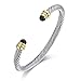 Twisted Cable Bracelet with Black Spinel, Brass Alloy, 5mm