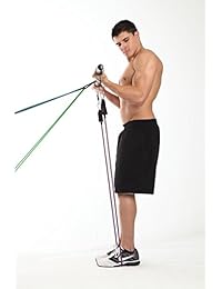 AccuFitness Anazao Fitness Gear Multi-Myo, barra con tres cintas de alta resistencia - para uso con bandas de resistencia. Barra con núcleo de acero y manija muy cómoda. Tamaño: 40 pulgadas