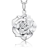 Han han 925 Sterling Silver Necklace,Super Shiny Dancing Cubic Zirconia Pendant Necklace,Great Gift for Christmas Day, Valentine's Day, Birthday, Anniversaries