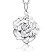 Han han 925 Sterling Silver Necklace,Unique Pendant Necklace,Super Shiny Dancing Cubic Zirconia Pendant Necklace