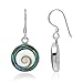 925 Sterling Silver Abalone and Shiva Eye Shell Inlay Round Dangle Hook Earrings