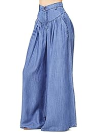 Vibrante Pantalones vaqueros de pierna ancha para dama