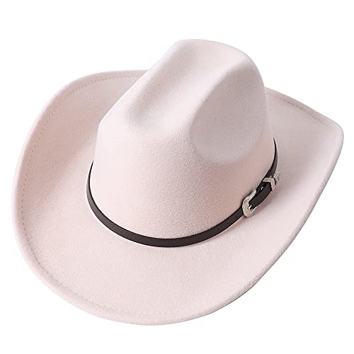 Men Women Wide Brim Western Cowboy Cowgirl Hats with Buckle  display picture 2