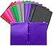 INFUN Plastic Folders with Prongs and Pockets, Heavy Duty School Folders with Pockets, Letter Size Multicolor Folders,12 Pack