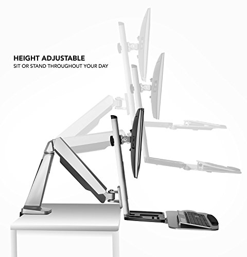 Mount-It! Sit Stand Workstation for Single Monitor and Keyboard - Height Adjustable Standing Desk Mount with Monitor Mount and Keyboard Tray