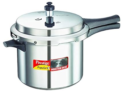 Prestige Popular Plus Induction Base Aluminium Pressure Cooker, 5 Litres, Silver