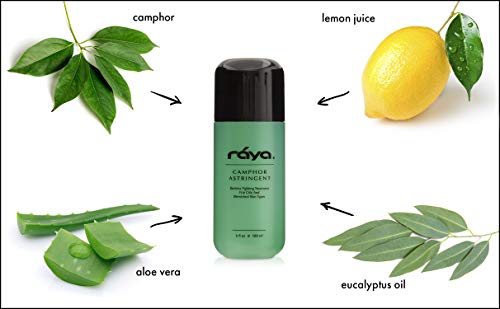 RAYA Camphor Astringent 6 oz (204) | Effective Facial Toner for Oily and Break-Out Skin | Helps Dry Up Blemishes and Control Excessive Oiliness | Made With Camphor and Eucalyptus