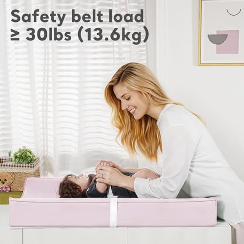 Baby Changing Pad, Waterproof Diaper Changing Pad for Dresser and Table, Leather Wipeable and Easy to Clean, Light Pink 78 * 40 * 11Cm