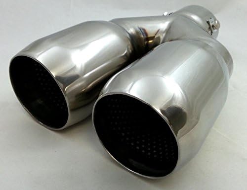 1x Chrome Slanted Double Tailpipe Stainless Steel Exhaust Double Pipe Tuning New