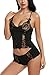 Avidlove Sexy Cami Lingerie Halter Stretch Babydoll Mini Sleepwear Lace Dress Black Medium