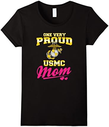 Womens One Very Proud United States Marines Corp Mom T-shirts Large Black