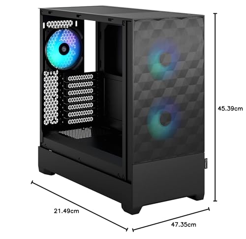 Fractal Design Pop Air RGB Black – ATX-Mid-Tower-PC-Gehäuse, Frontblende aus Waben-Mesh, gehärtetes Glas, 3 × 120-mm-RGB-Lüfter, hoher Luftdurchsatz, mATX/Mini-ITX 8