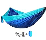 SK Studio Camping Hammock, Lightweight Portable Garden Double Hammocks – Premium Nylon Parachute Hammock with Tree Straps for Backpacking Travel Beach Yard 105″x55″