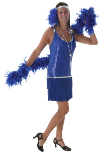 Fun Costumes womens Plus Sequin & Fringe Blue Flapper