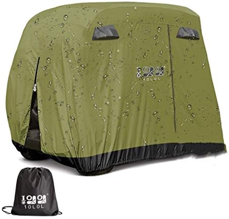 10L0L 4 Passenger Outdoor Golf Cart Cover,400D Waterproof Golf Cart Covers with Extra PVC Coating Sunproof fits EZ GO Club Car Yamaha (fits for Most Extended Roof Carts,Up to 112 Inch) 10L0L 4 Passenger Outdoor Golf Cart Cover,400D Waterproof Golf Cart Covers with Extra PVC Coating Sunproof fits EZ GO Club Car Yamaha (fits for Most Extended Roof Carts,Up to 112 Inch)