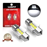 LASFIT 28mm LED Festoon DE3021 DE3022 3528 Bulb Canbus Error Free 6000K Extremely Bright Light Use for Dome Map Door Trunk Vanity Mirror Lights, Xenon White (Pack of 2)