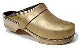 AM-Toffeln 100 Wooden Swedish Clog in Metallic Gold or Silver
