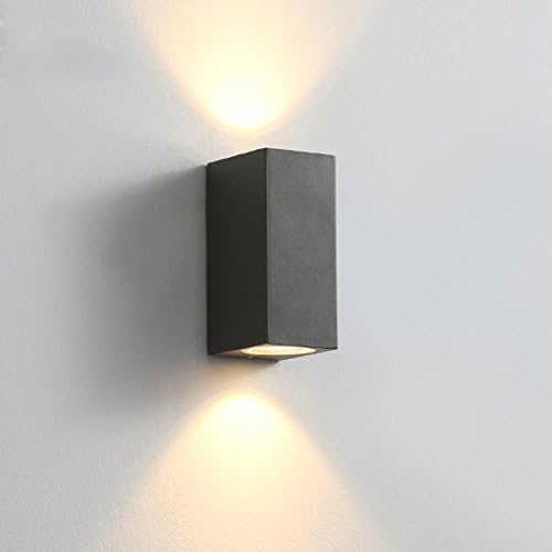 Luminturs 10W Square Wall Sconces Outdoor Porch Up/Down Gate Door Light Black Finish Warm White