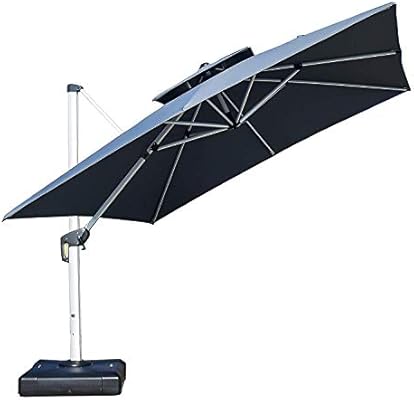 Amazon Com Purple Leaf 12 Feet Double Top Deluxe Square Patio Umbrella Offset Hanging Umbrella Cantilever Umbrella Outdoor Market Umbrella Garden Umbrella Grey Garden Outdoor