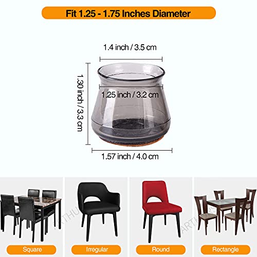 Silicone Chair Leg Floor Protectors with Felt, Large Chair Leg Caps FIT