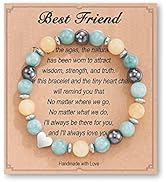 HGDEER Natural Stone Friendship Bracelet, Meaningful Gifts for Women Girls with Gift Message Card