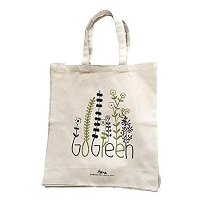 Arka Home Products 100% Cotton Reusable Printed Shopping Bags (Set of 2 - Go Green & Save Earth)