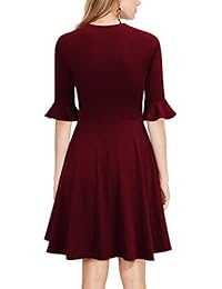 WOOSEA - Mini vestido de fiesta informal con mangas de campaña y cuello en V profundo para mujer