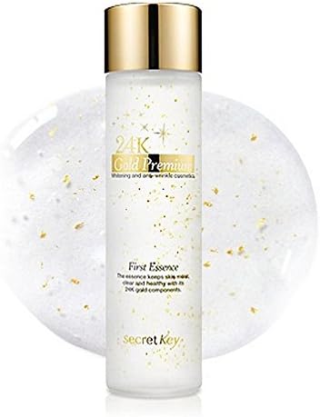 Secret Key - 24K Gold Premium First Essence with Gold, Vitamine, Caviar, Hyaluronic Acid, Adenosin, EGF and Royal Jelly for dry skin for men and woman - Day Care - Night Care - Skin Care - Anti Wrinkle + Whitening