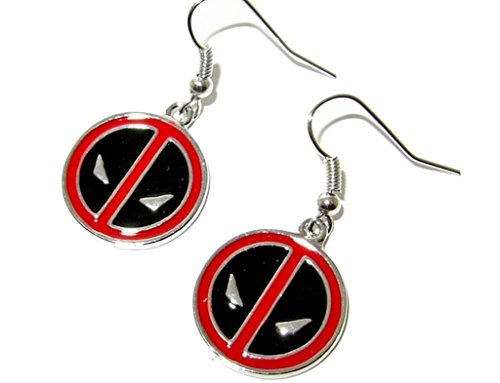 Marvel Comics Silvertone Deadpool Logo Dangle Earrings with Gift Box - Image 2