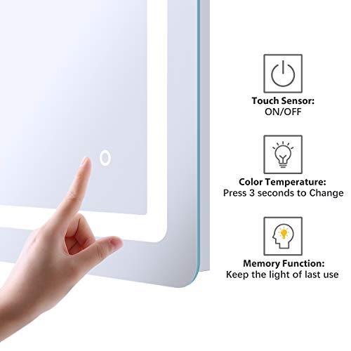 Cozy Castle Bathroom Mirror with LED Lights Lighted Wall Mounted