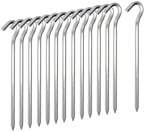 12 PCS Heavy Duty Tent Pegs, Aluminum Alloy Lightweight Tent Hard Ground Pegs Garden Stakes Nails Metal Camping New for Camping Awning Traveling Netting Tarp, 18cm