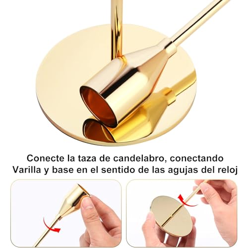 NEOROSVIKA Juego de 6 Candelabros para Velas, Vintage Cónicas Portavelas de Metal Alto, Candelabros Decorativos de Diferentes Alturas, se Adapta a Velas de 3/4 Pulgadas de Grosor (Oro)