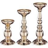 Aku Tonpa Set of 3 Gold Decorative Candle Holders, Home Decor Candlesticks for Pillar and Flameless Candles