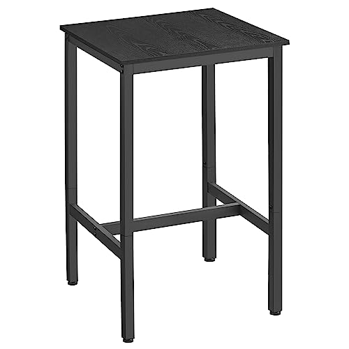 VASAGLE Bartisch, Stehtisch, Küchentisch, hoch, mit Stahlgestell, 60 x 60 x 92 cm, einfache Montage, für Küche, Wohnzimmer, Industrie-Design, ebenholz