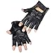 Long Keeper Fingerless Genuine Leather Gloves for Men Half Finger Driving Sport Gloves Black