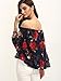 Floerns Women's Casual Floral Off Shoulder Chiffon Blouse Top Navy XL