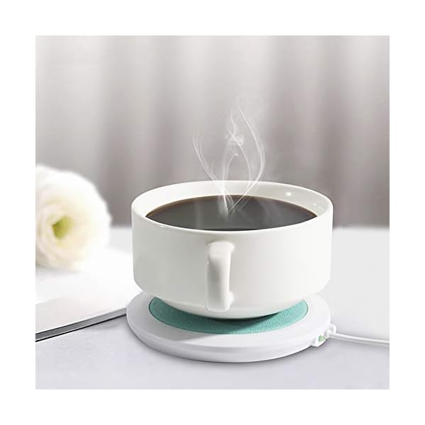 FORNORM USB Cup Mug Warmer, PU Leather USB Cup Heater USB Coaster Warmer Beverage Heater for Home USE Office, Blue