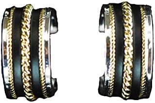 Western horse jewelry embossed rope black enamel cuff horseshoe earrings