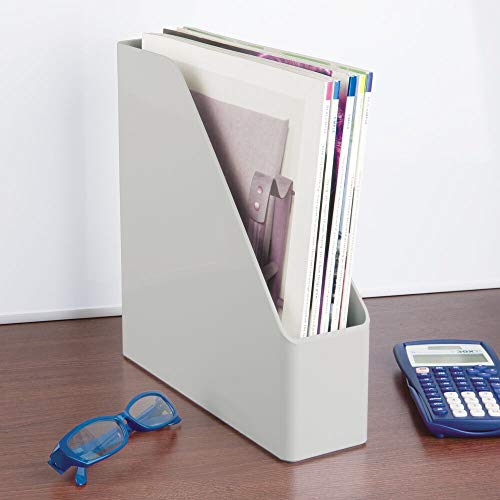 mDesign Plastic Sturdy File Folder Bin Storage Organizer Vertical with Handle Holds