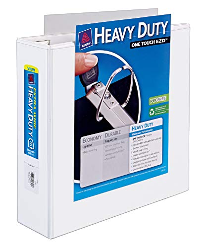 Avery Extra-Wide Ezd Reference View Binder, 3 Inch Rings, White, 1 Binder (01321)