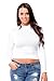 Hollywood Star Fashion Women's Long Sleeve Mock Neck Crop Top (Small, White)
